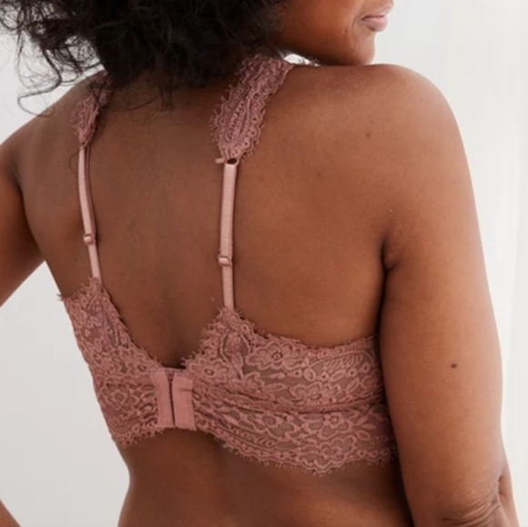💐AERIE EYELASH LACE PADDED PLUNGE BRALETTE SIZE L - Picture 2 of 9